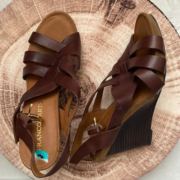 Franco Sarto Shoes - Franco Sarto Brown Leather Wedge Sandal sz 8 Med.